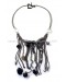 Gunmetal Crystal Tassels Necklace 